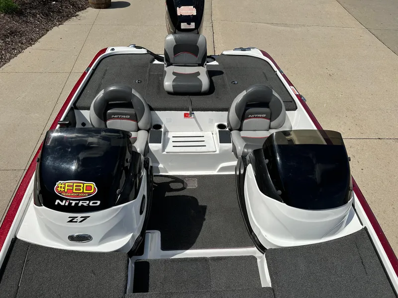 Slide: The Image of 2015 Nitro Z7 DC boat with dual seats and motor, viewed from above. - 6