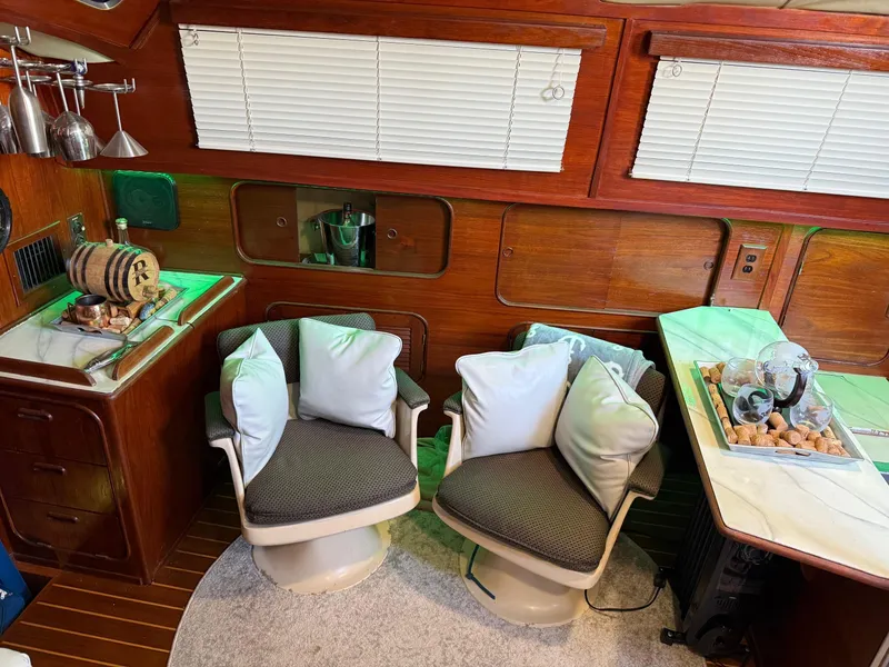 Slide: The Image of Interior of 1982 Irwin 46 yacht with cozy seating and elegant decor. - 18