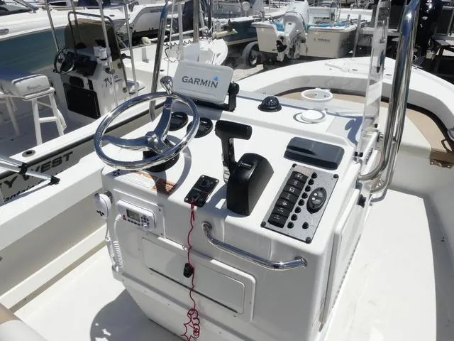 Slide: The Image of 2019 Parker 1801 CC boat console with Garmin navigation system and control panel. - 6