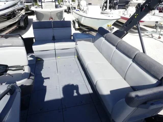 Slide: The Image of 2023 Sea-Doo Switch® 16-130 hp interior with spacious seating and modern design. - 11