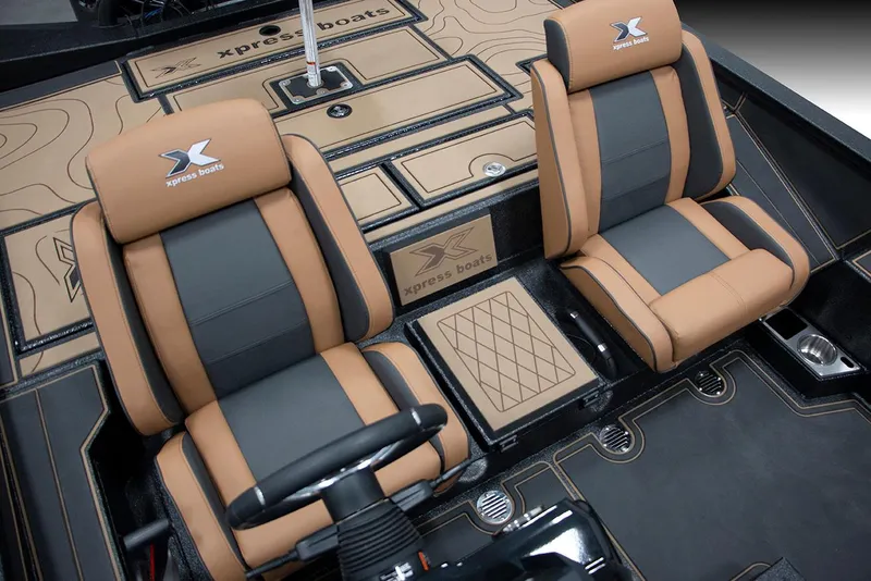 Slide: The Image of 2026 Xpress X19 Pro Bass boat interior with stylish seating and detailed design. - 4