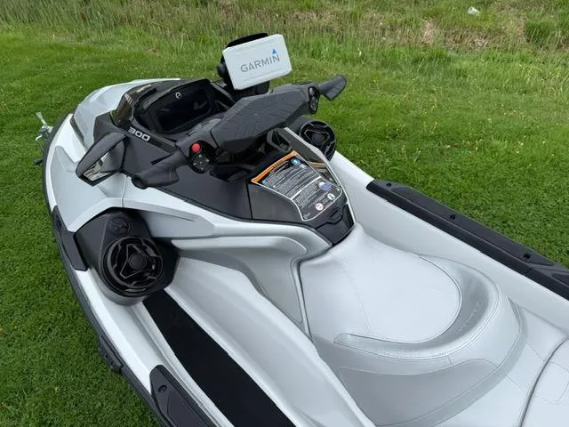 Slide: The Image of 2024 Sea-Doo GTX Limited 300 in White Pearl, featuring Garmin navigation system. - 3
