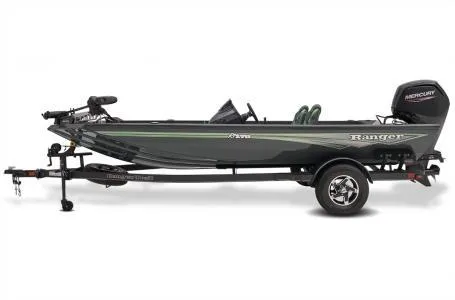Slide: The Image of 2025 Ranger RT178 fishing boat on trailer, side view. - 12