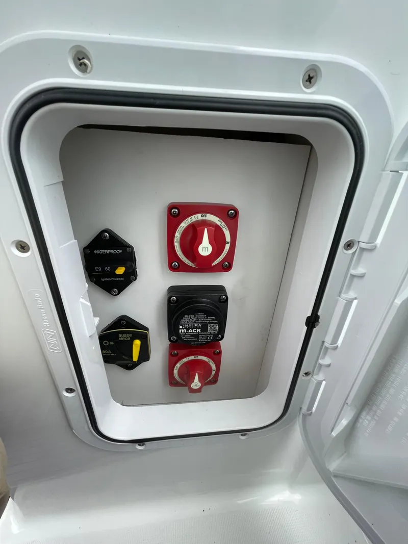 Slide: The Image of Control panel of 2020 Beneteau BARRACUDA 8 boat with switches and dials. - 47