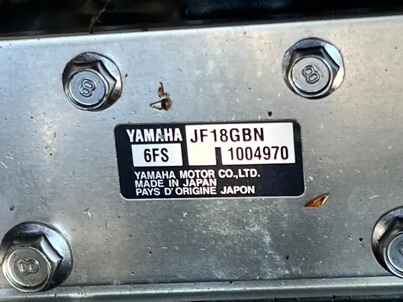 Slide: The Image of Label on Yamaha 242 Limited S 2019 boat, showing model and manufacturing details. - 16
