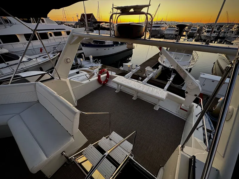 Slide: The Image of 1993 Navigator 5000 Classic yacht interior at sunset in marina. - 44