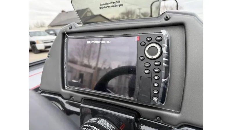 Slide: The Image of Dashboard of 2025 Xpress H18 boat featuring a Humminbird fish finder. - 9