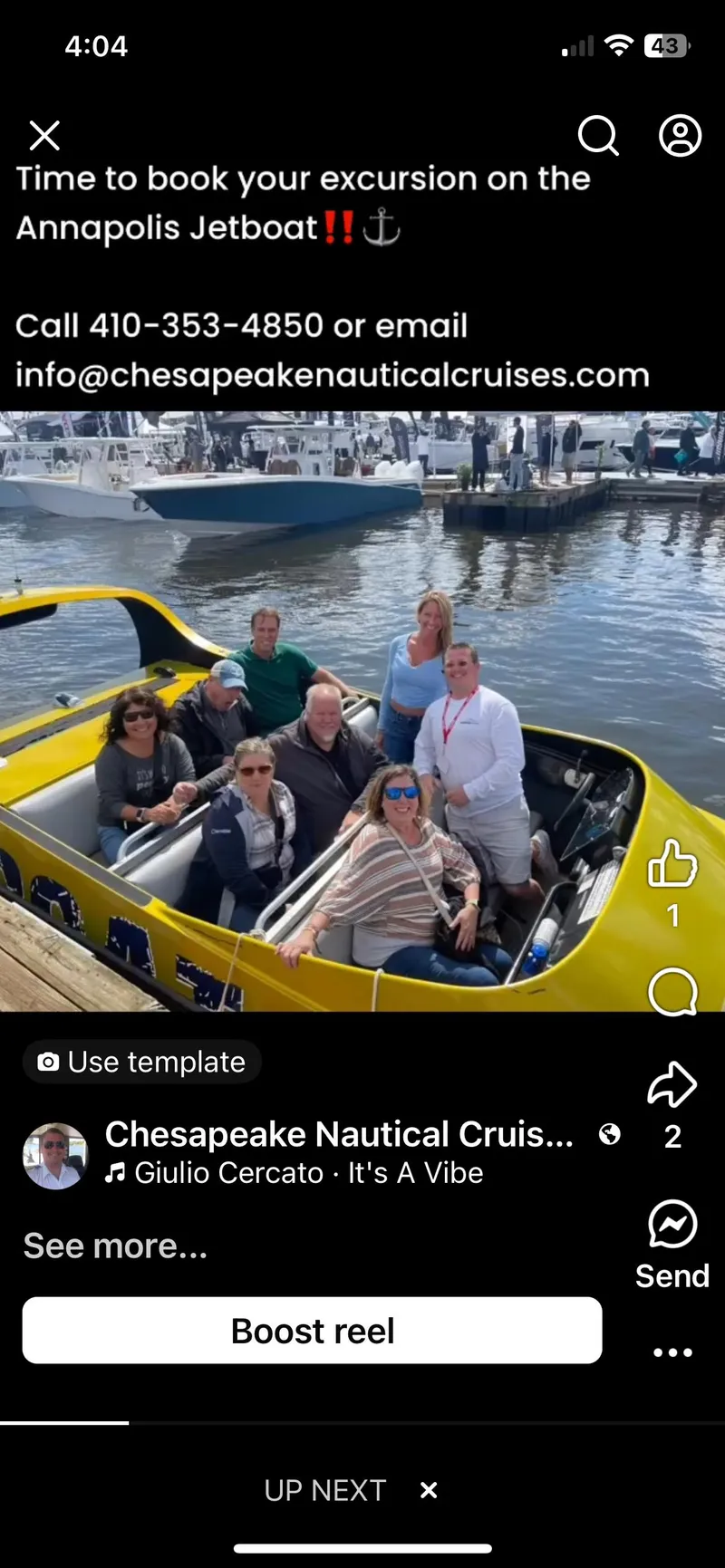 Slide: The Image of Group enjoying a ride on a yellow Annapolis jetboat by Chesapeake Nautical Cruises. - 4