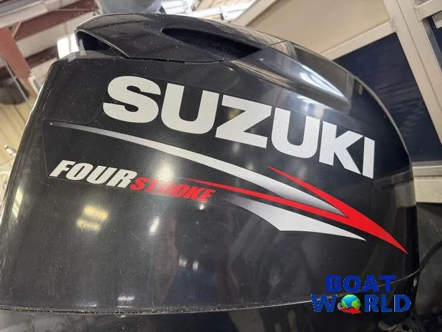 Slide: The Image of Suzuki Four Stroke engine on 2012 Weeres Cadet 200 Pontoon at Boat World. - 43