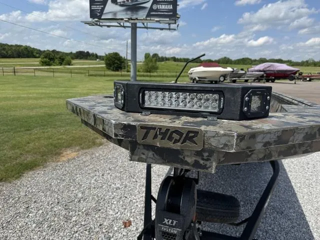 Slide: The Image of 2023 Thor Boats Lake Hammer Standard with LED light bar on a trailer. - 9