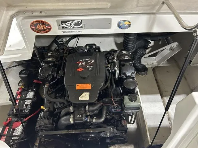 Slide: The Image of Engine compartment of a 2003 Cobalt 226 boat with MerCruiser 6.2L MPI engine. - 34