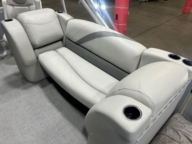 Slide: The Image of Luxurious seating on 2018 Sylvan 8522 Party Fish boat with cup holders. - 23