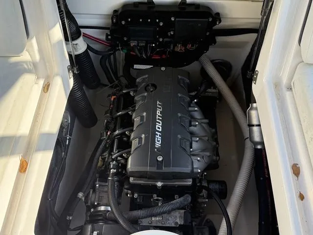 Slide: The Image of 2017 Yamaha AR190 engine compartment showcasing high output engine components. - 12