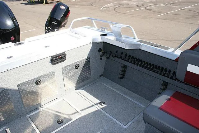 Slide: The Image of 2021 Thunder Jet 185 Luxor boat interior with seating and storage compartments. - 10