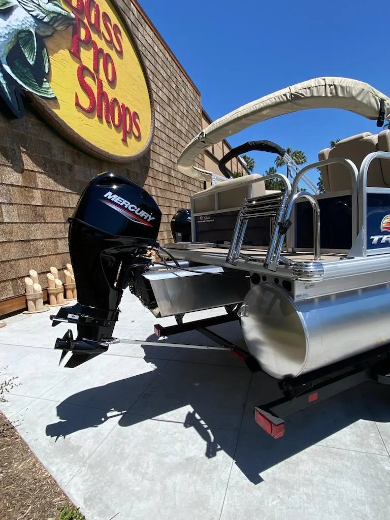 Slide: The Image of 2025 Sun Tracker Bass Buggy 16 XL Select pontoon boat at Bass Pro Shops. - 2