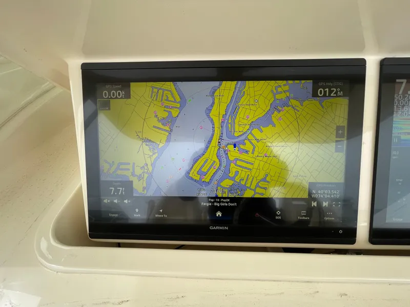 Slide: The Image of Navigation display on 2018 Grady-White Canyon 376 boat, showing detailed marine map. - 29
