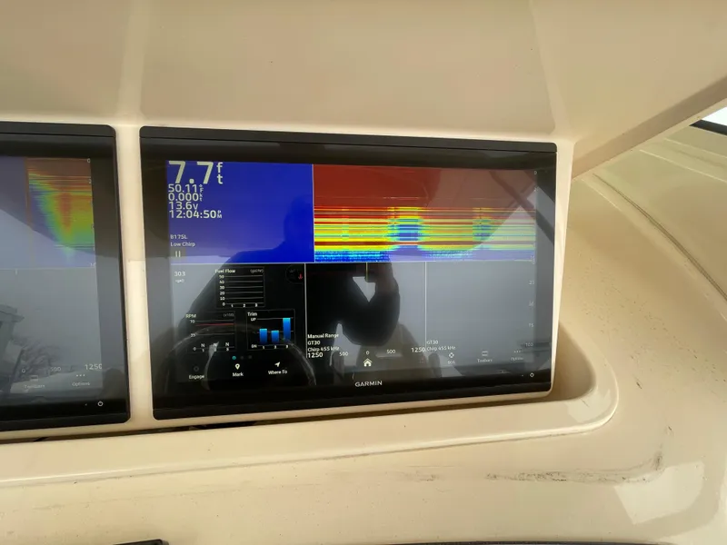 Slide: The Image of Garmin marine display on 2018 Grady-White Canyon 376 boat dashboard. - 31