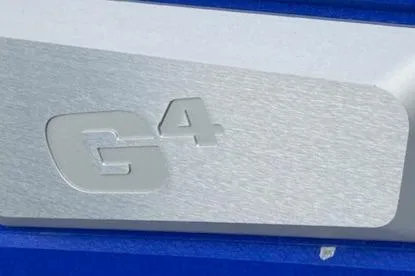 Slide: The Image of Close-up of "G4" emblem on 2016 Malibu Wakesetter 25 LSV boat. - 19