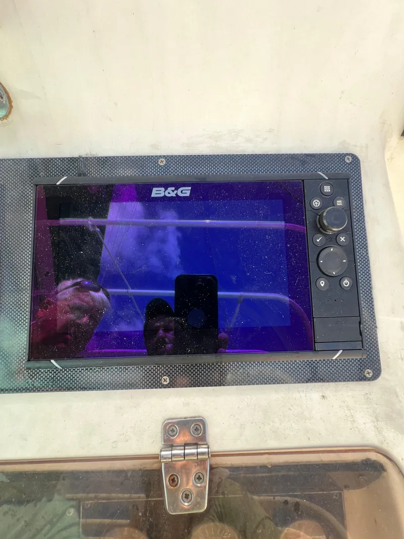 Slide: The Image of B&G navigation display on a 1996 Prout 45 yacht dashboard. - 21