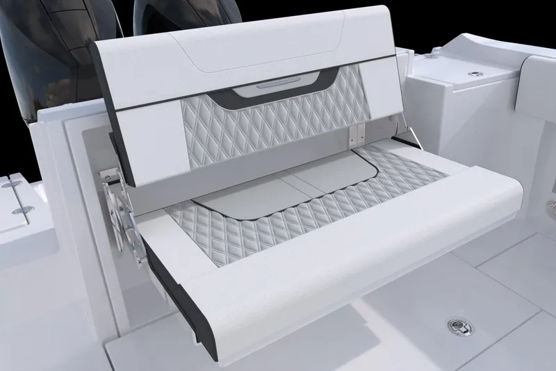 Slide: The Image of 2025 Blackfin 252 CC boat seat with diamond-patterned upholstery and sleek design. - 5