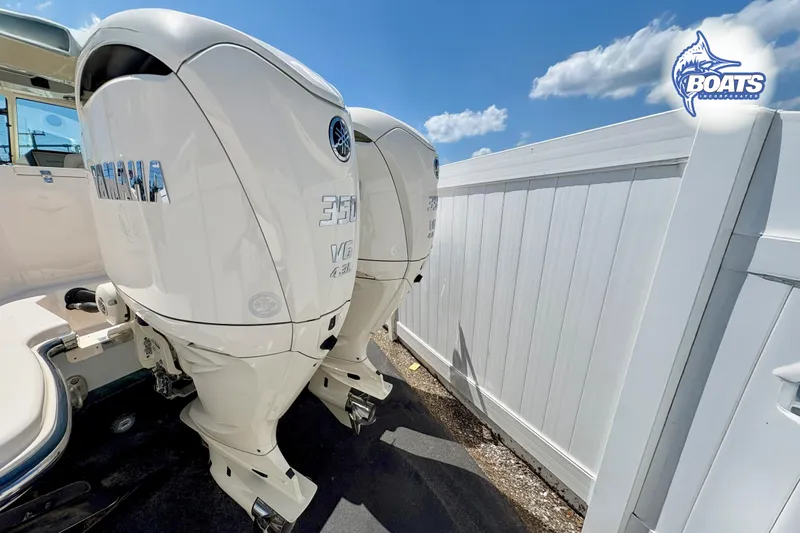 Slide: The Image of 2025 Grady-White Freedom 325 with twin Yamaha 350 V6 outboard engines. - 20