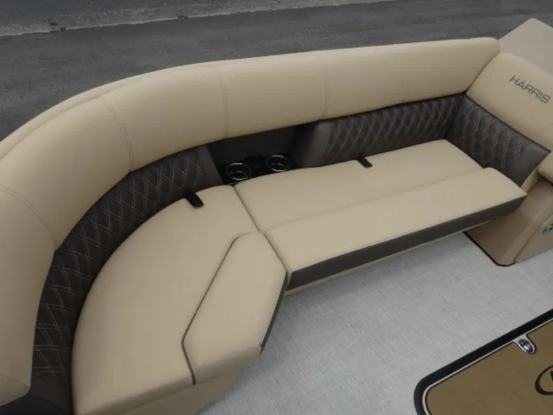 Slide: The Image of Luxurious seating on 2023 Harris Sunliner 230 pontoon boat with beige upholstery. - 17
