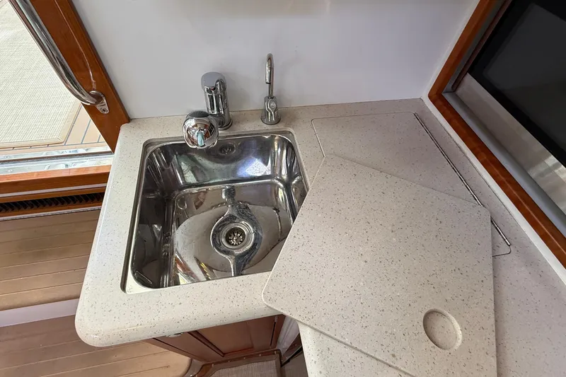 Slide: The Image of Modern sink and countertop in 2016 MJM 40z Downeast boat galley. - 39