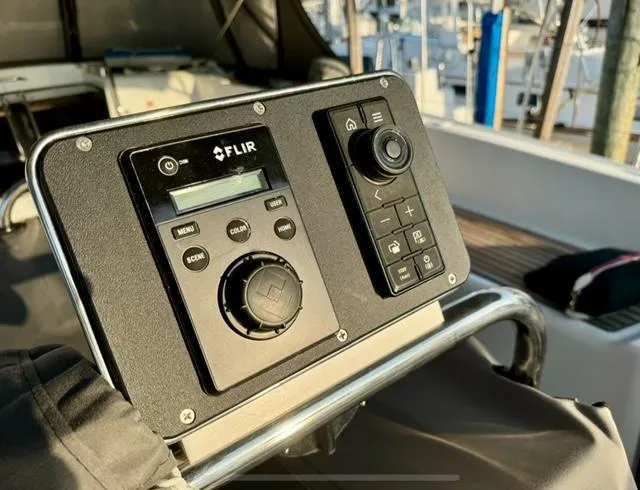 Slide: The Image of FLIR control panel on 2016 Jeanneau 58 yacht, docked at marina. - 14