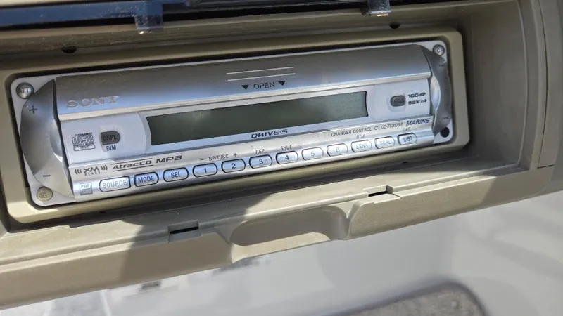 Slide: The Image of Sony stereo system in a 2006 Crownline 262 EX boat dashboard. - 39