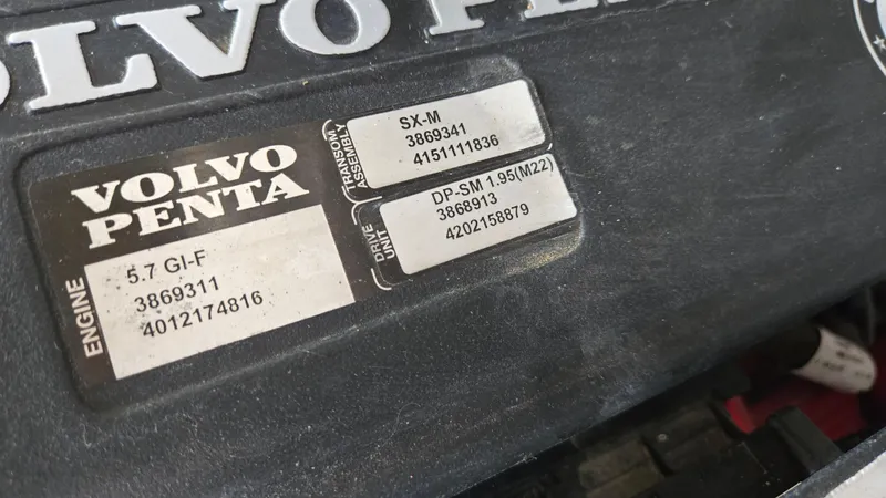 Slide: The Image of Volvo Penta engine label on a 2006 Crownline 262 EX boat. - 48