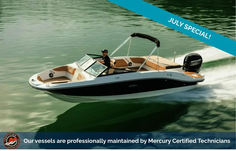 Slide: The Image of 2022 Sea Ray SPX 230 Outboard boat on water, July special offer. - 0