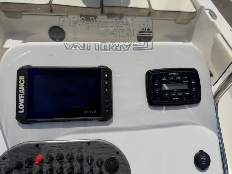 Slide: The Image of Control panel of 2022 Carolina Skiff 21 LS with Lowrance Elite display. - 27