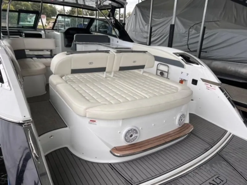 Slide: The Image of 2019 Cobalt A40 boat with spacious seating and modern design. - 6