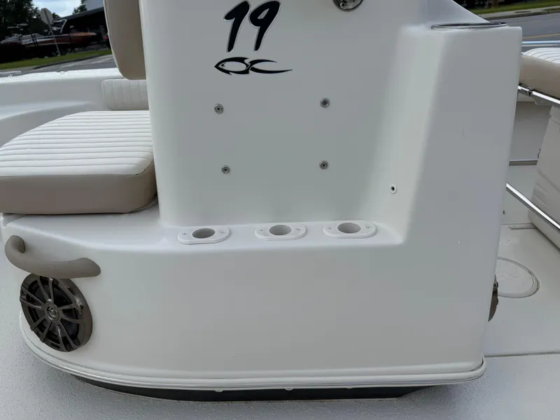 Slide: The Image of 2015 Carolina Skiff 19 Sea Skiff boat interior with seating and cup holders. - 42