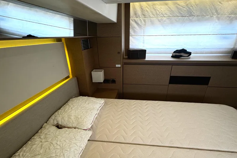 Slide: The Image of Luxurious bedroom interior of 2019 Prestige 460 Fly Bridge yacht. - 33