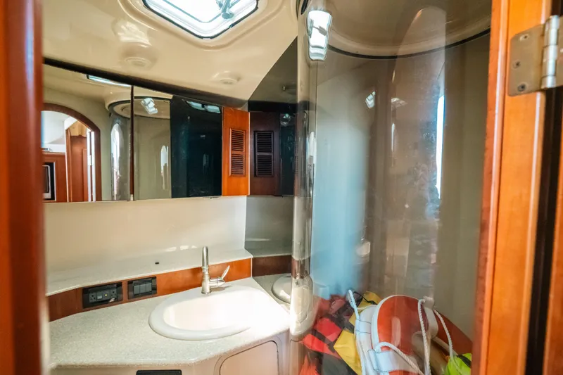 Slide: The Image of Luxurious bathroom interior of 2007 Rampage 38 Express yacht with modern amenities. - 33