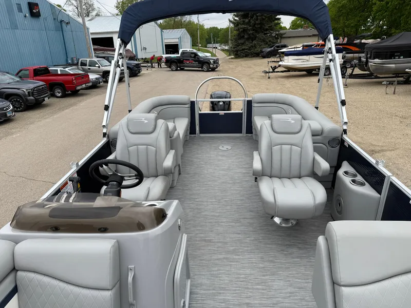 Slide: The Image of 2021 Bennington 22 SSR pontoon boat with spacious seating and modern design. - 12
