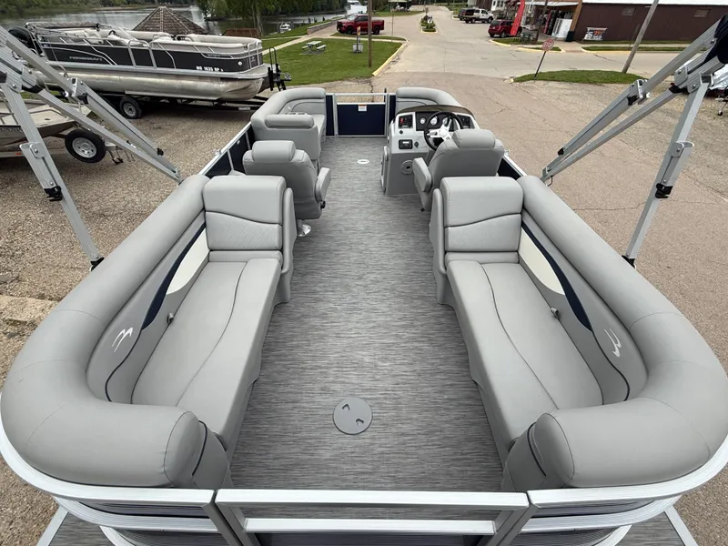 Slide: The Image of 2021 Bennington 22 SSR pontoon boat with spacious seating and modern design. - 21