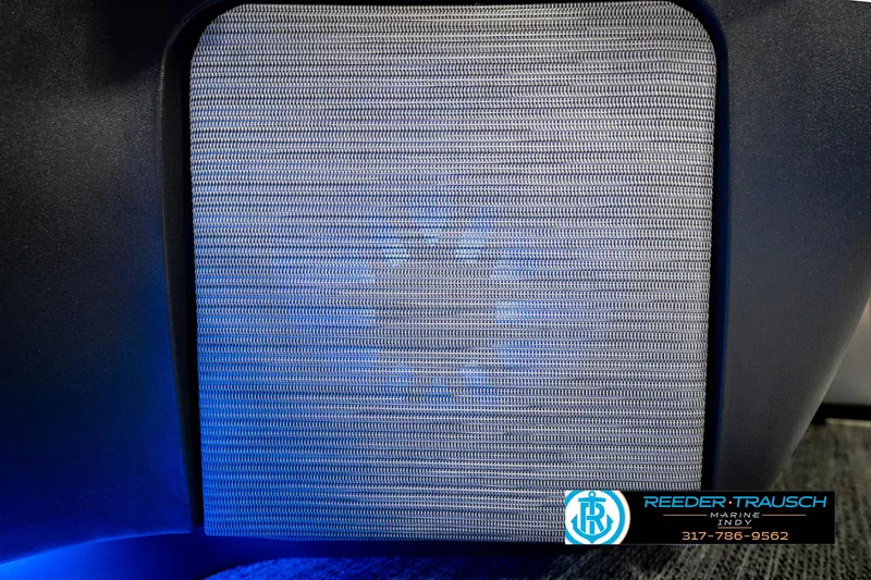 Slide: The Image of Speaker detail in 2025 Bennington 24 MSB boat with blue ambient lighting. - 46