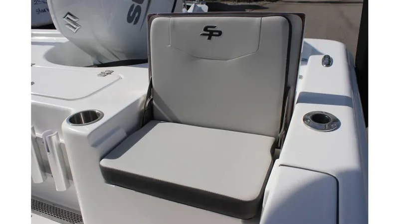 Slide: The Image of 2025 Sea Pro 210 boat seat with cup holders and sleek design. - 5