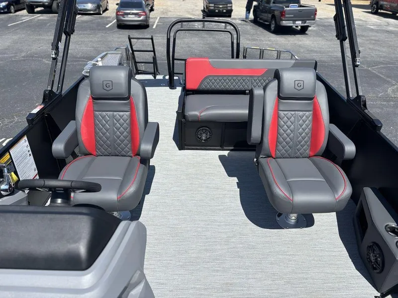 Slide: The Image of 2025 Godfrey SWEETWATER 2286 SFL boat interior with stylish seating and modern design. - 17