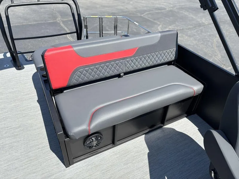 Slide: The Image of 2025 Godfrey SWEETWATER 2286 SFL boat seat with red and gray upholstery. - 18