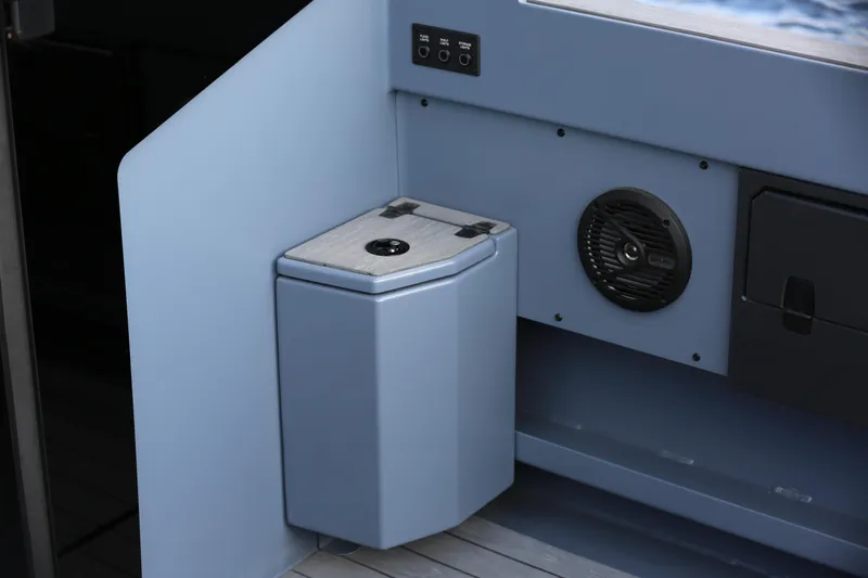 Slide: The Image of Interior of 2026 Jaktar J30 Black Vision boat, featuring sleek design and modern amenities. - 39