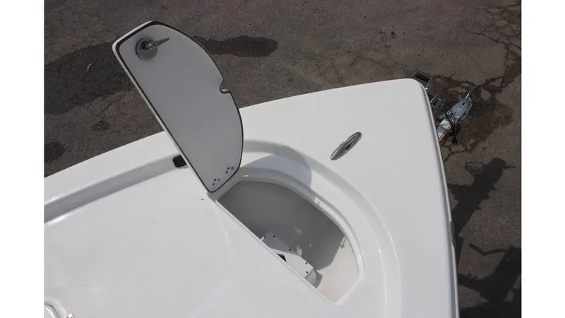 Slide: The Image of 2025 Sea Pro 172 boat with open storage compartment on deck. - 16