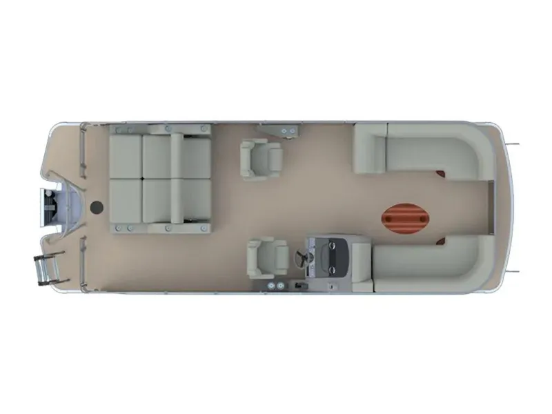 Slide: The Image of 2025 Godfrey Monaco 235 DFL pontoon boat interior layout, featuring spacious seating and helm. - 23