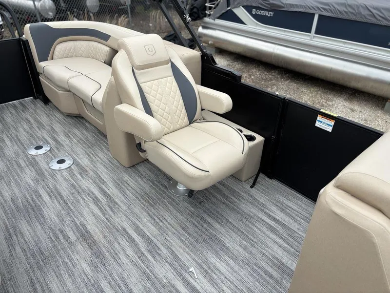 Slide: The Image of Luxurious seating on 2025 Godfrey SWEETWATER 2286 SB pontoon boat with elegant upholstery. - 13