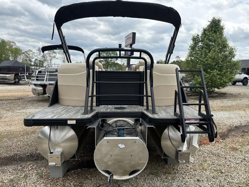 Slide: The Image of 2025 Godfrey SWEETWATER 2286 SB pontoon boat, rear view with seating and ladder. - 7