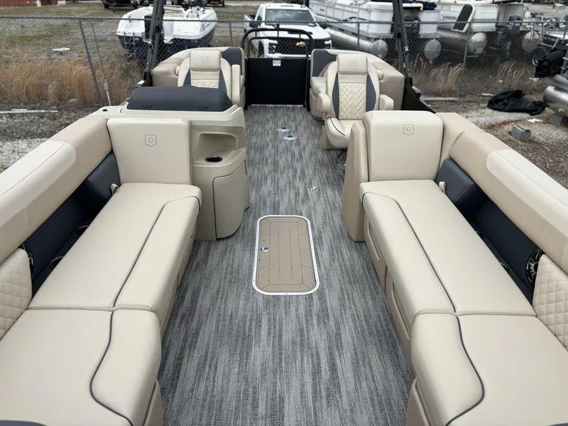 Slide: The Image of 2025 Godfrey SWEETWATER 2286 SB pontoon boat with spacious seating and modern design. - 8