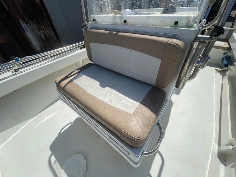Slide: The Image of 2017 Parker 1801 CC boat seat with beige and white upholstery. - 14