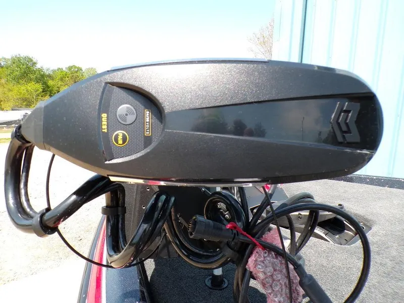 Slide: The Image of Close-up of a 2025 Skeeter ZXR19 boat control panel with cables and buttons. - 17